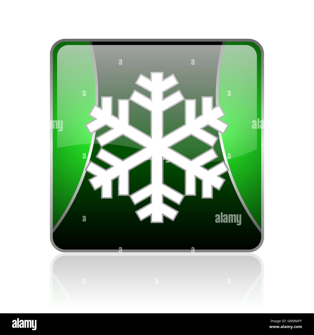 snowflake black and green square web glossy icon Stock Photo - Alamy
