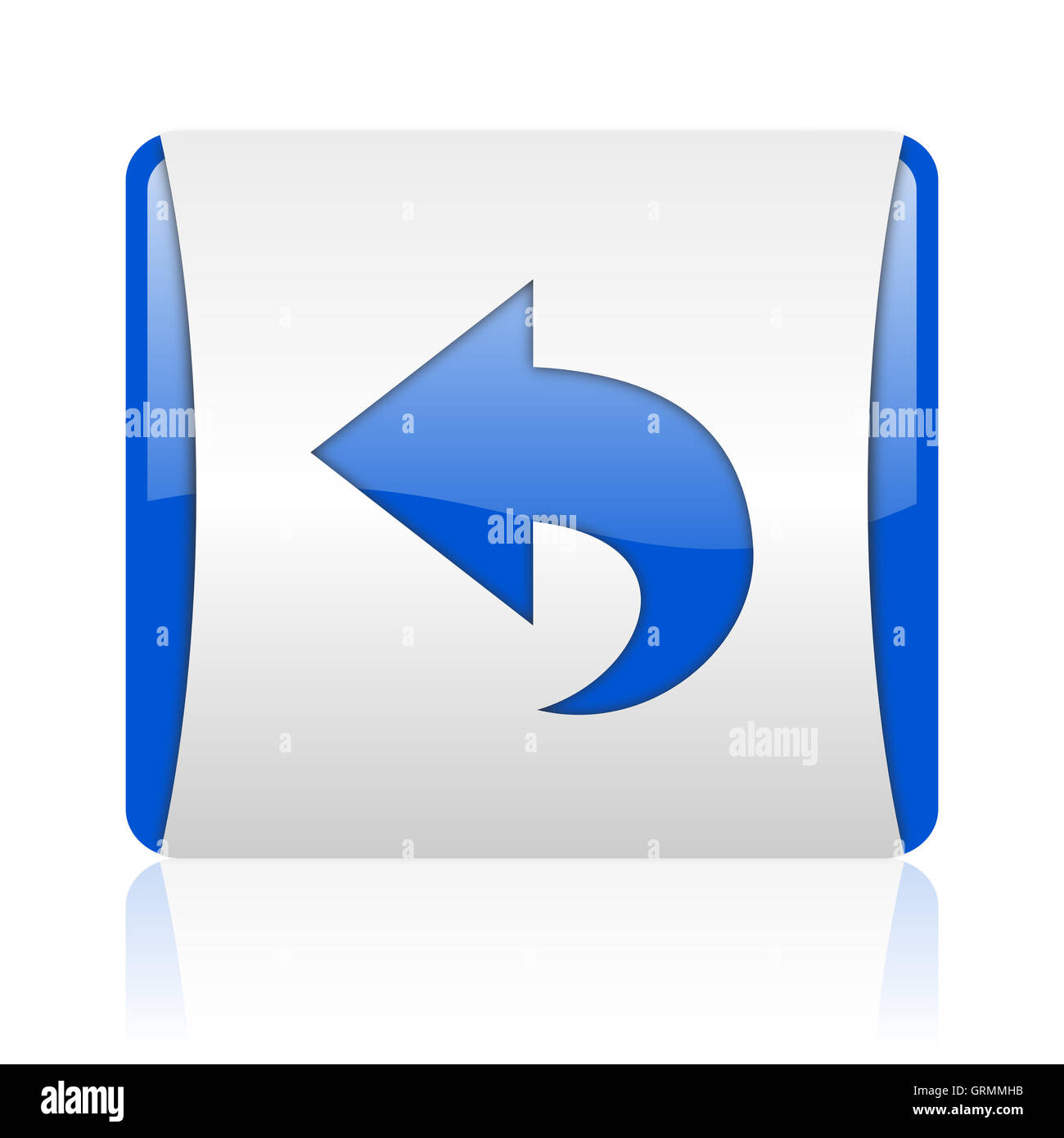 back blue square web glossy icon Stock Photo - Alamy