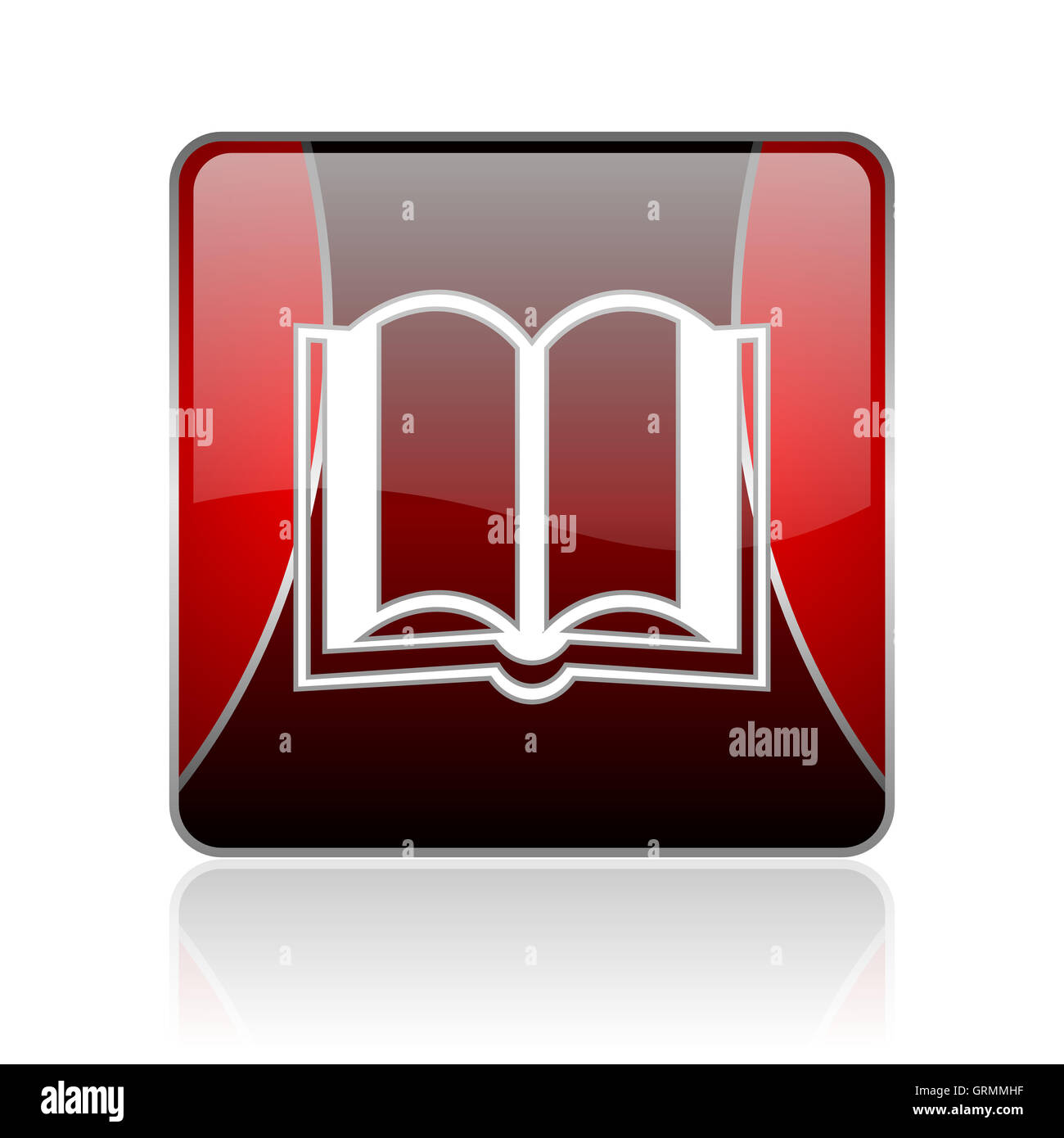 book red square web glossy icon Stock Photo