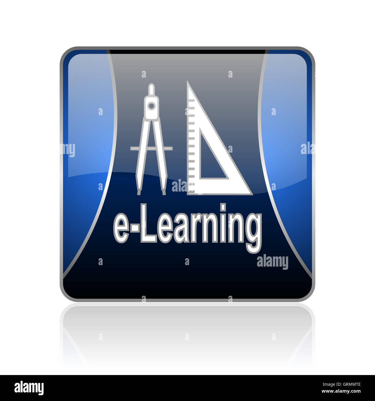 e-learning blue square web glossy icon Stock Photo - Alamy