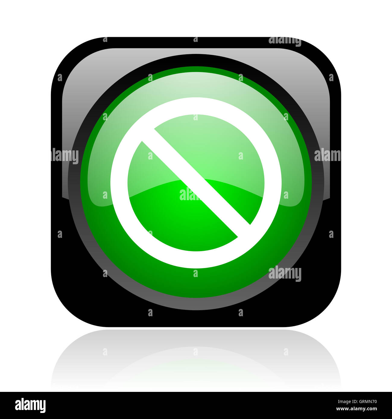 access denied black and green square web glossy icon Stock Photo