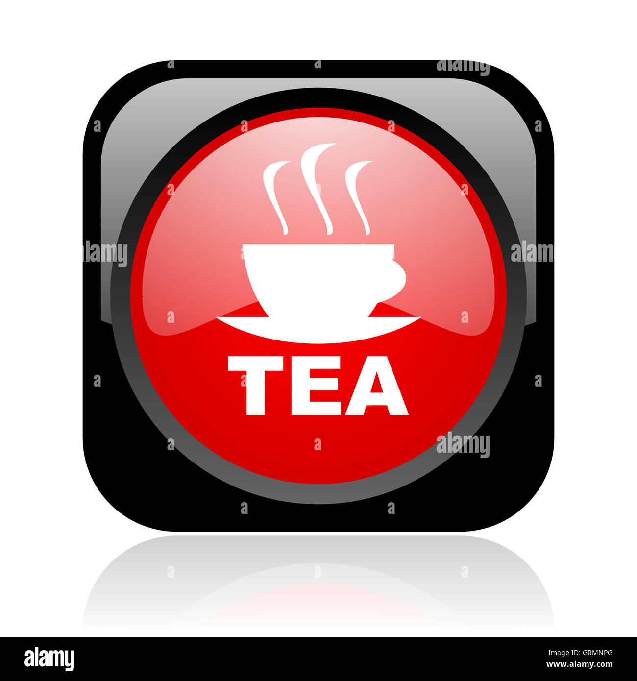 tea black and red square web glossy icon Stock Photo - Alamy