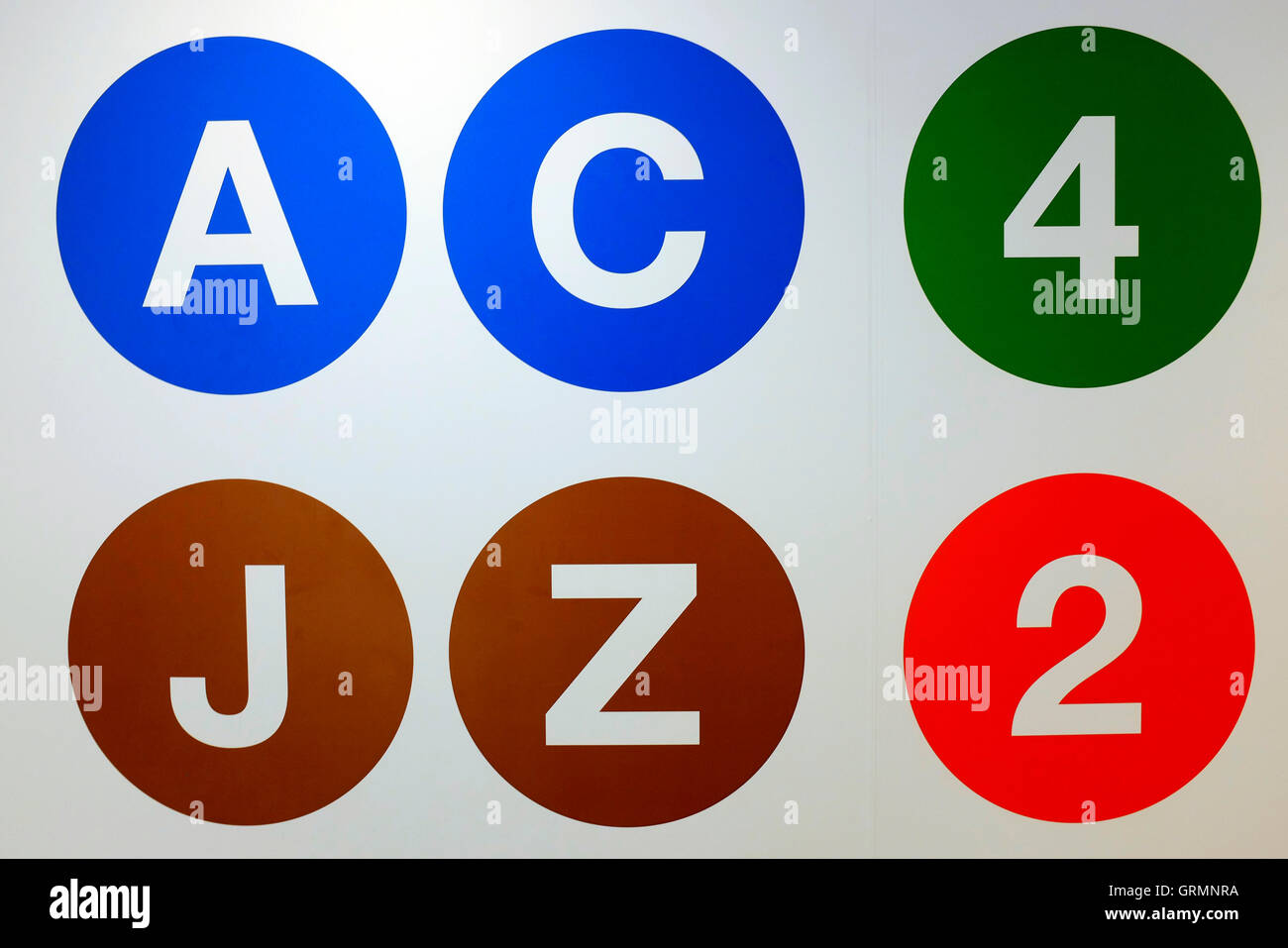 Number of subway line sign by the entrance of a subway station at
