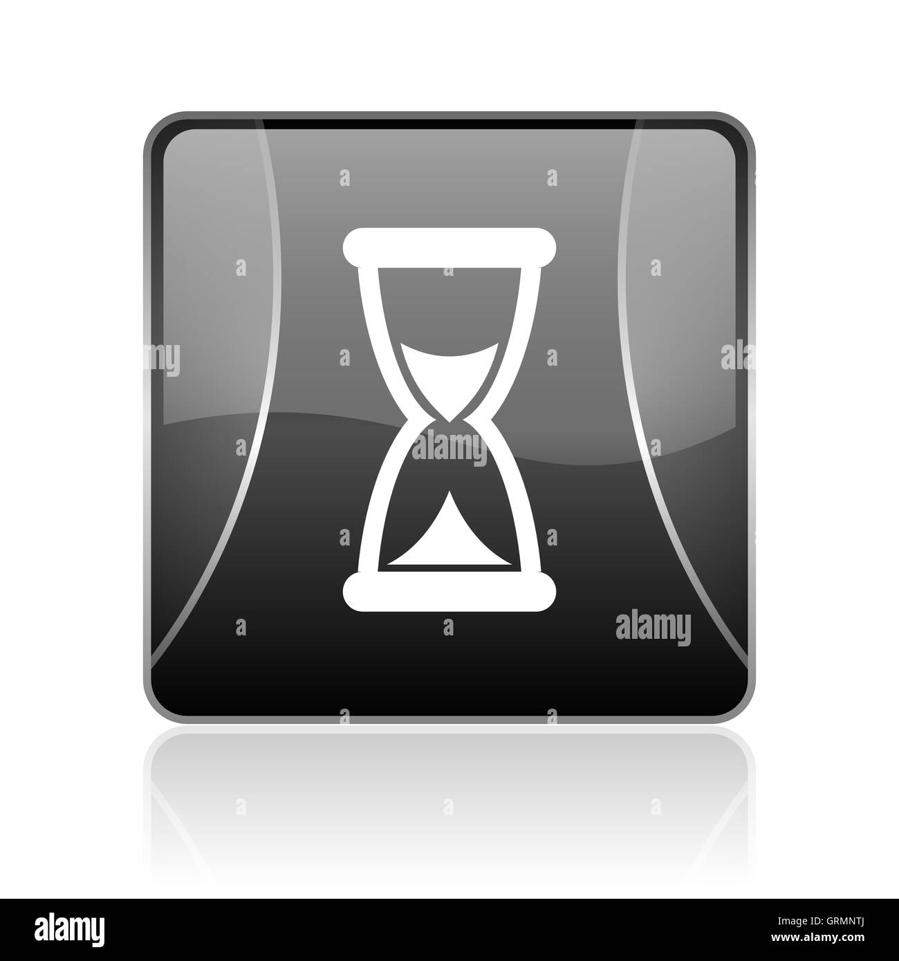 time black square web glossy icon Stock Photo