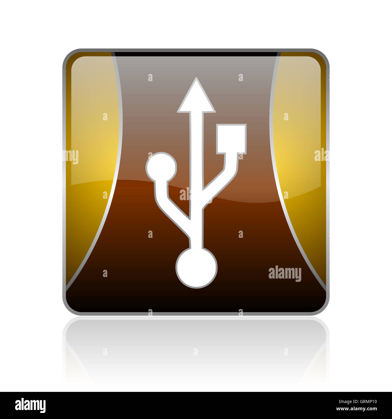 usb golden square web glossy icon Stock Photo - Alamy