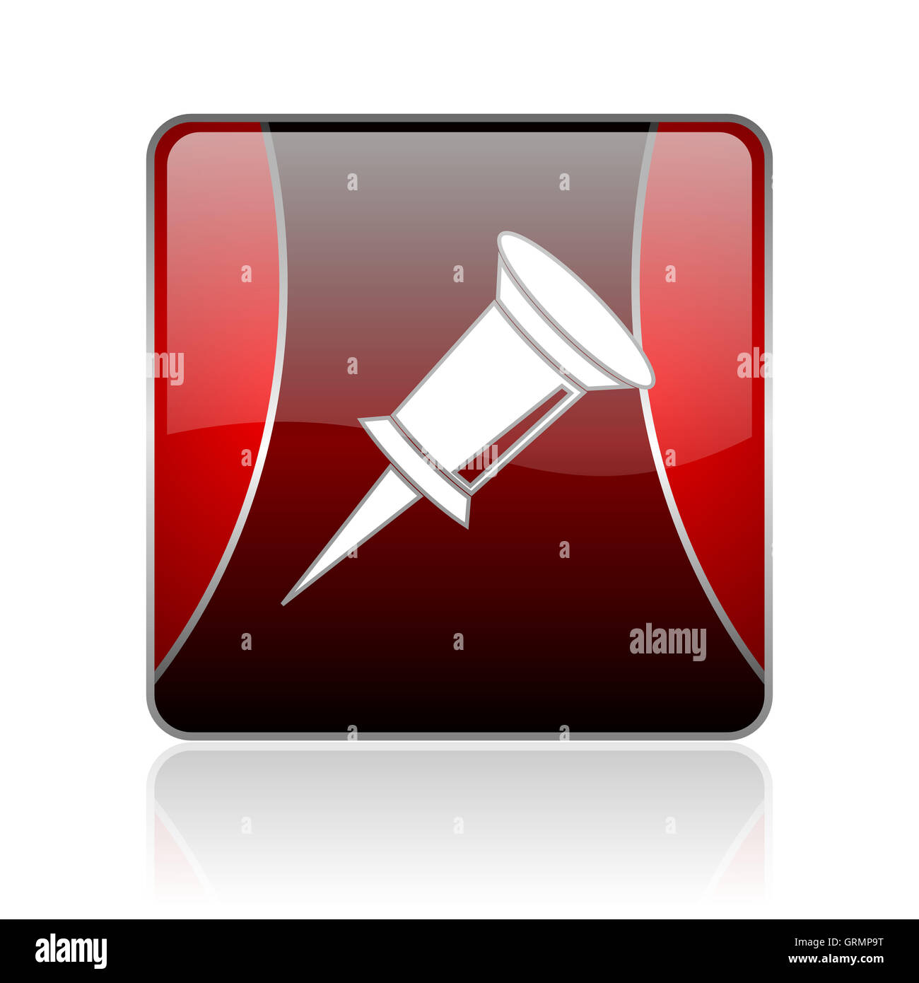 pin red square web glossy icon Stock Photo - Alamy