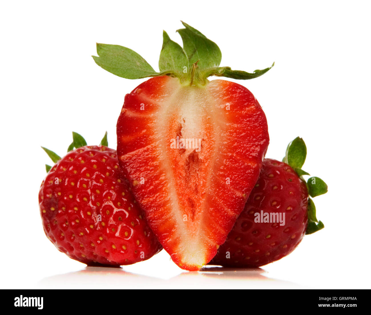 fresh strawberries over white background Stock Photo - Alamy