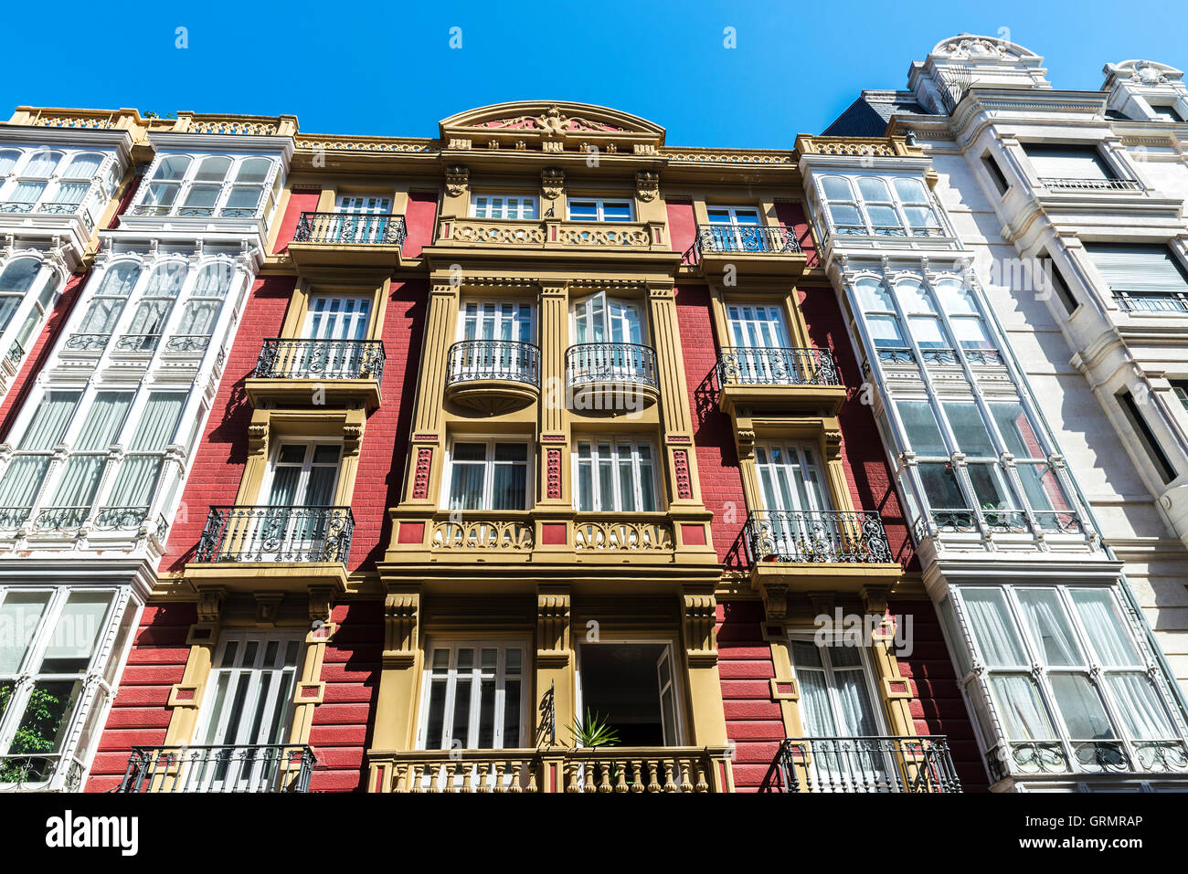 Facade of classic residential building in Bilbao, Spain Stock Photo - Alamy