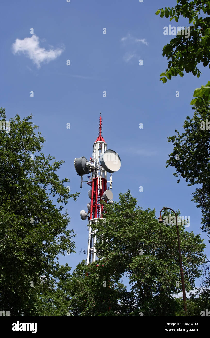 Television broadcast antenna tower. Television tower Stock Photo - Alamy