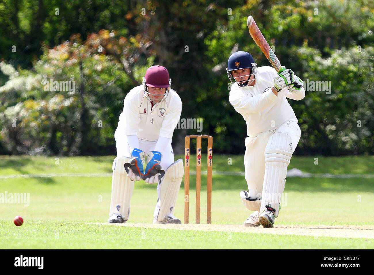C Cook in batting action for Ardleigh Green - Fives & Heronians CC vs Ardleigh Green CC - Essex Cricket League Cup - 03/05/14 Stock Photo