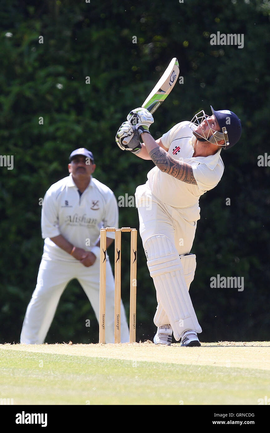 Simon Keen in batting action for Shenfield - Shenfield CC vs Upminster CC - Essex Cricket League - 21/06/14 Stock Photo