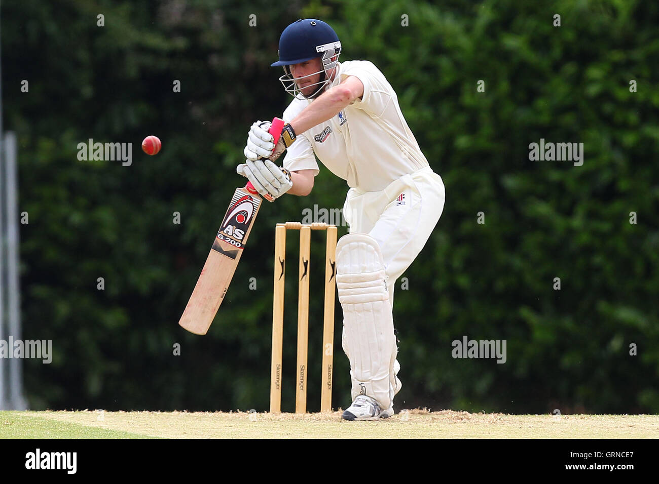 Jamie Walton in batting action for Shenfield - Shenfield CC vs Upminster CC - Essex Cricket League - 21/06/14 Stock Photo