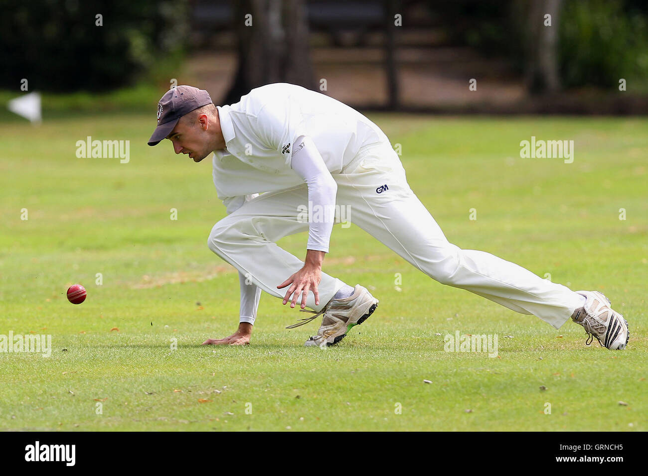 Stock CC 2nd XI (batting) vs Havering-atte-Bower CC - Mid-Essex Cricket League - 02/08/14 Stock Photo