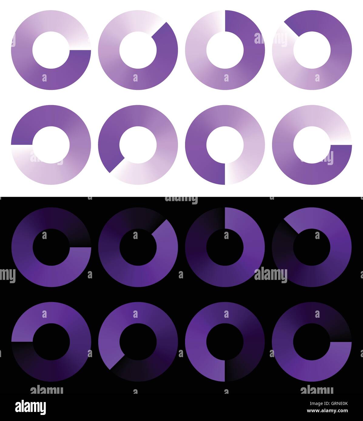 Preloaders, progress, phase indicators, buffer symbols with