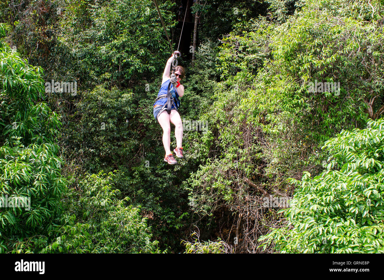 Zip wire Canopy Adventures and Secret Falls, Koh Samui, Thailand Stock Photo