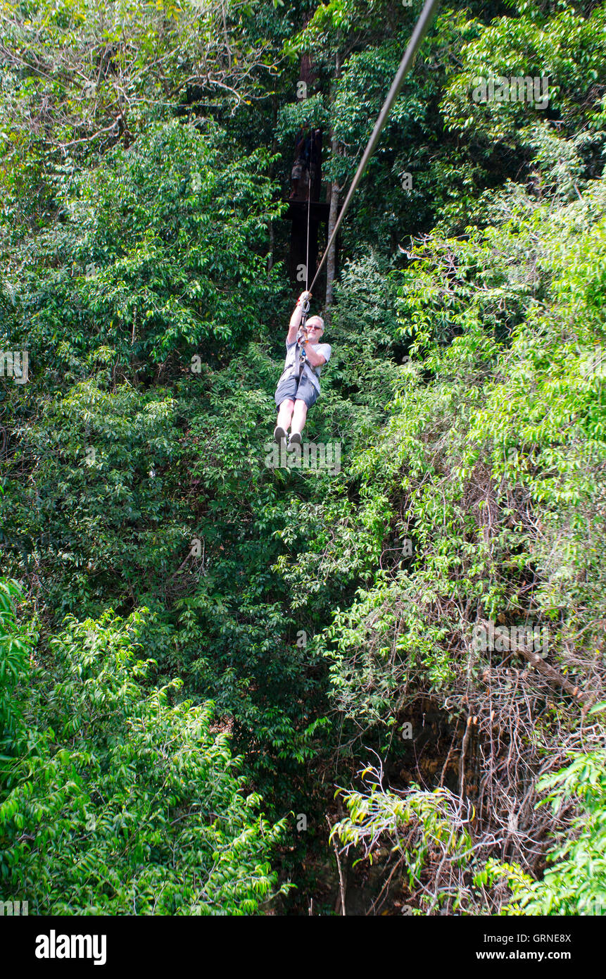 Zip wire Canopy Adventures and Secret Falls, Koh Samui, Thailand Stock Photo