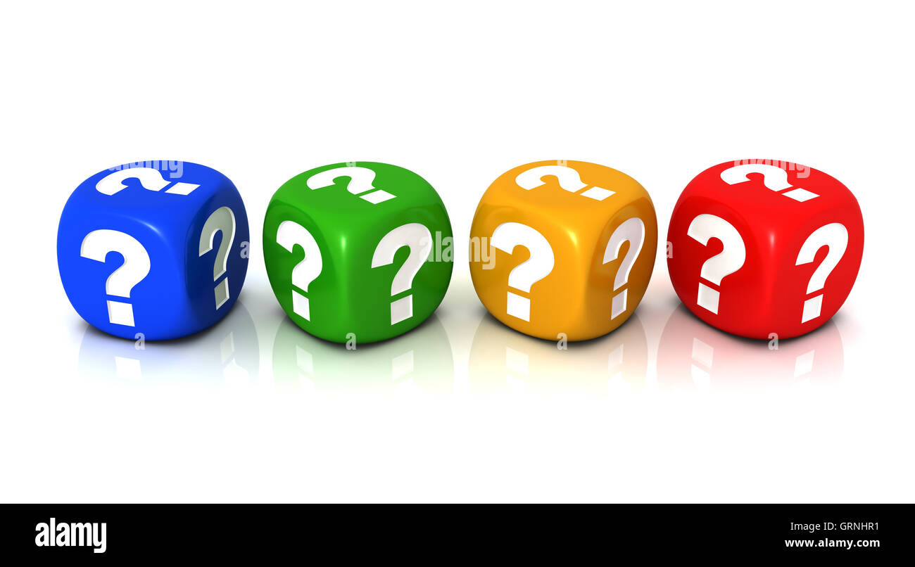 question cubes concept illustration Stock Photo - Alamy