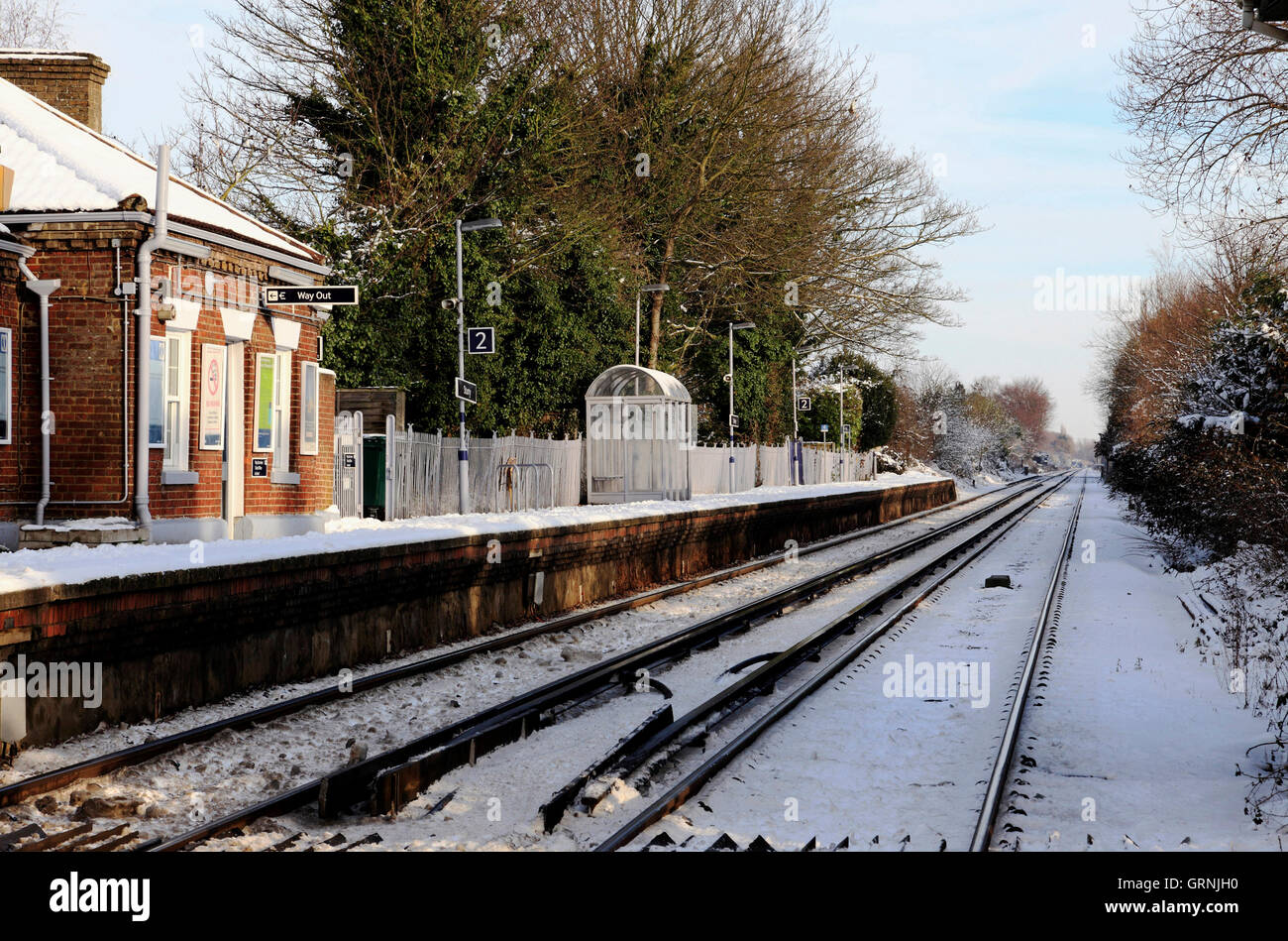 Sturry railway station looking east, Sturry, Canterbury, Kent, UK Stock
