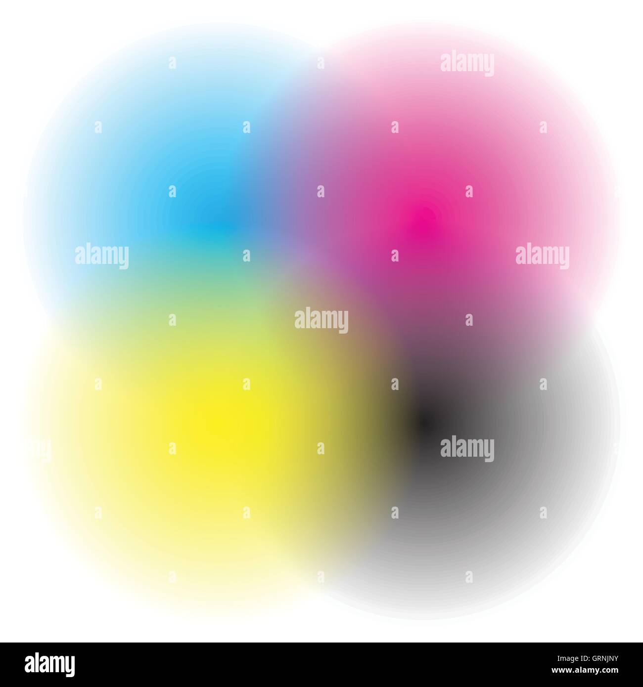 Transparent CMYK circles blended - CMYK, printing color space Stock ...