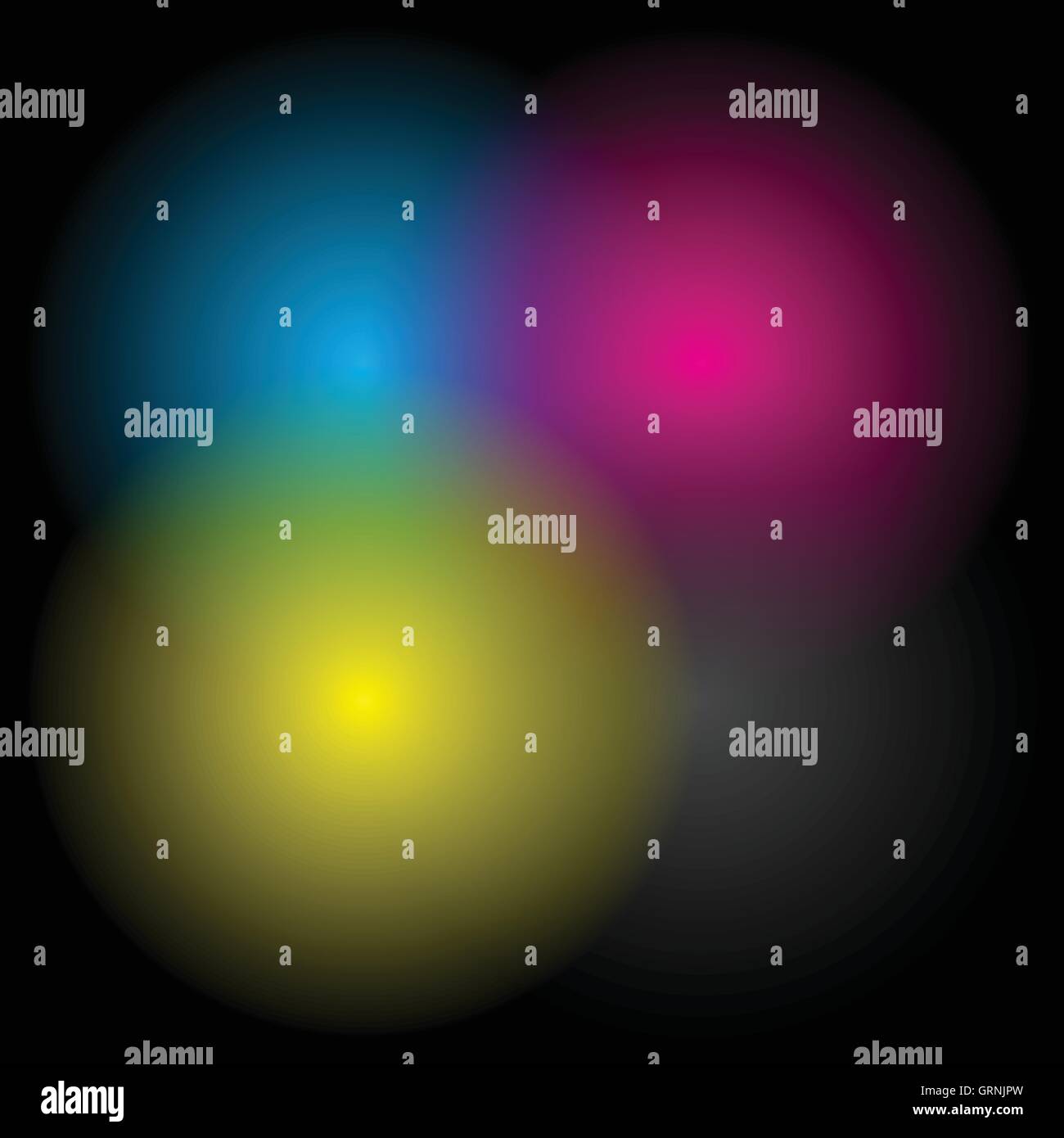 Transparent CMYK circles blended - CMYK, printing color space Stock ...