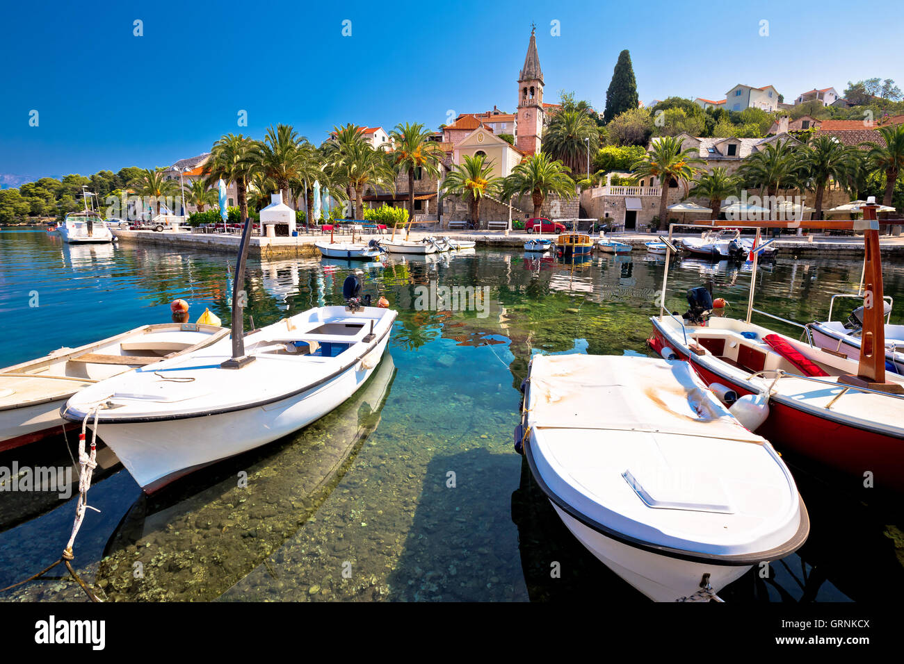Village of Splitska on Brac island seafront view, Dalmatia, Croatia ...