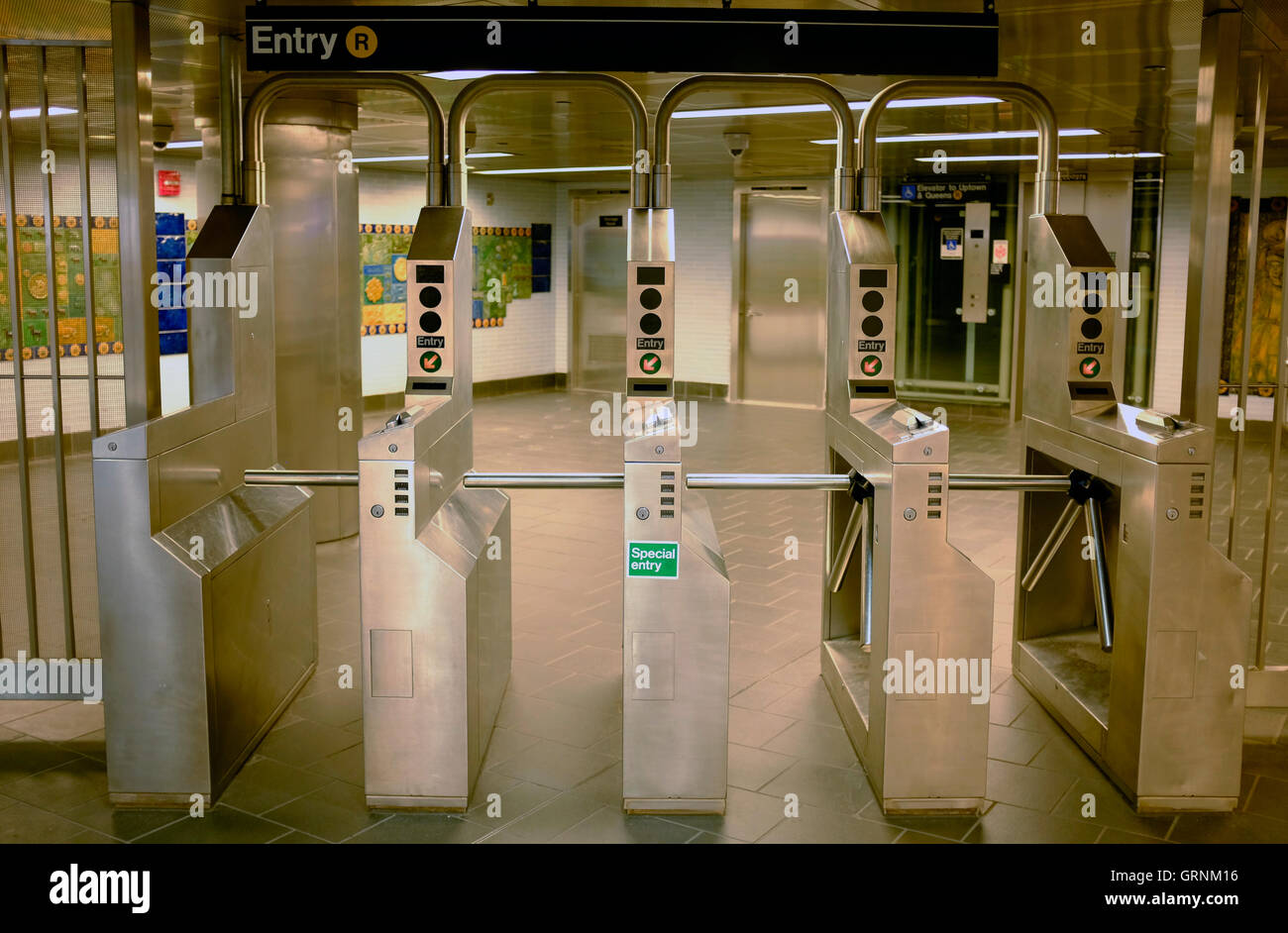 Subway entrance with turnstiles at Oculus the centerpiece of World ...