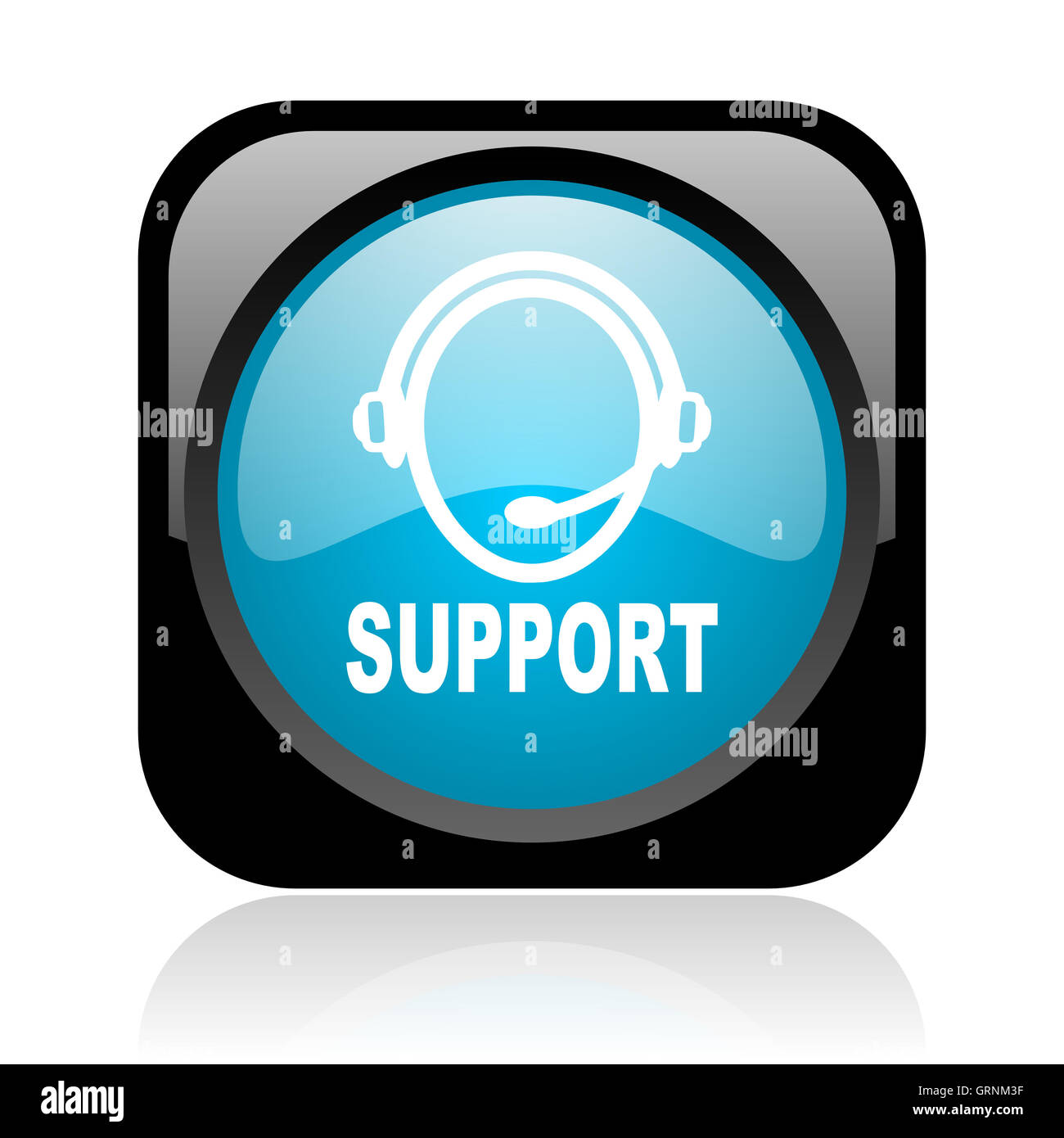 support black and blue square web glossy icon Stock Photo - Alamy