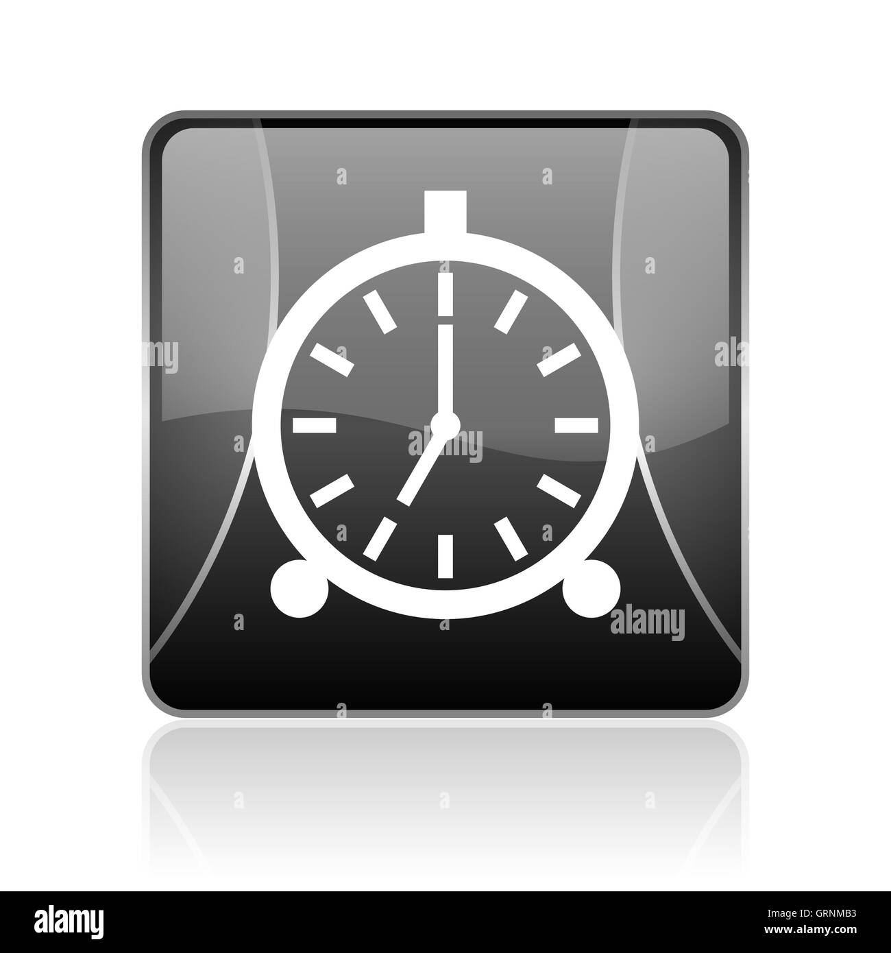 alarm clock black square web glossy icon Stock Photo Alamy