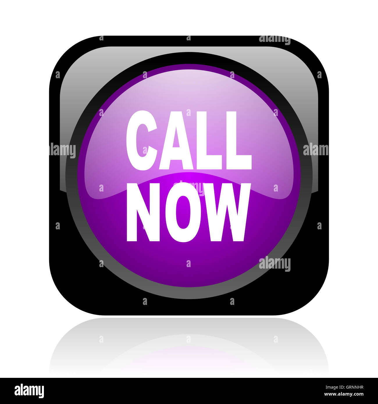 call now black and violet square web glossy icon Stock Photo - Alamy