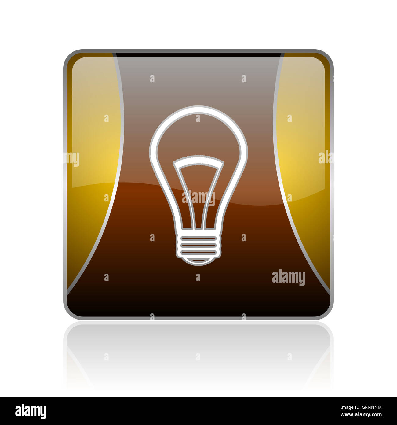 light bulb golden square web glossy icon Stock Photo - Alamy
