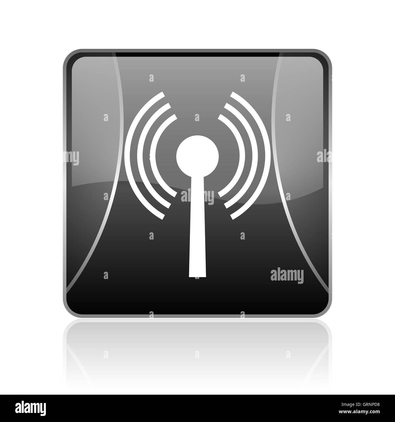 wifi black square web glossy icon Stock Photo