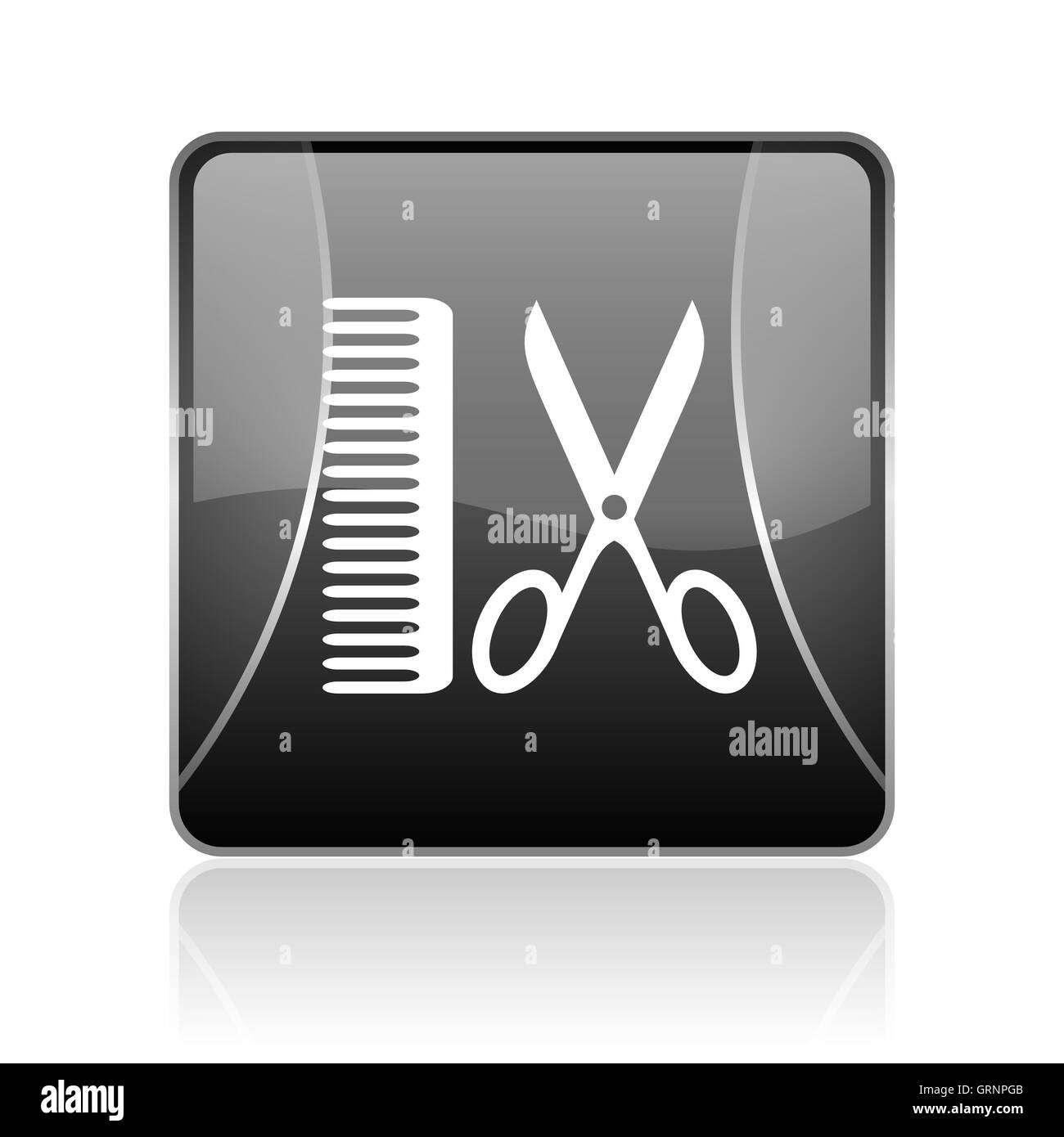 barber black square web glossy icon Stock Photo - Alamy