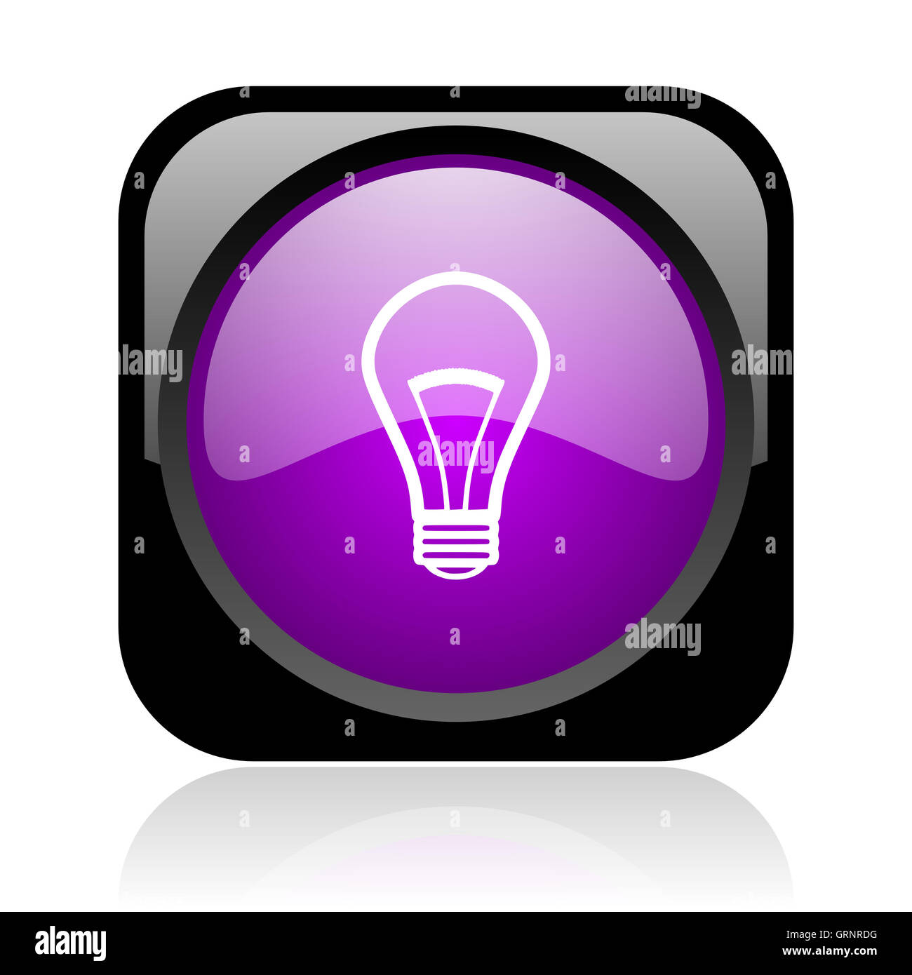 light bulb black and violet square web glossy icon Stock Photo - Alamy