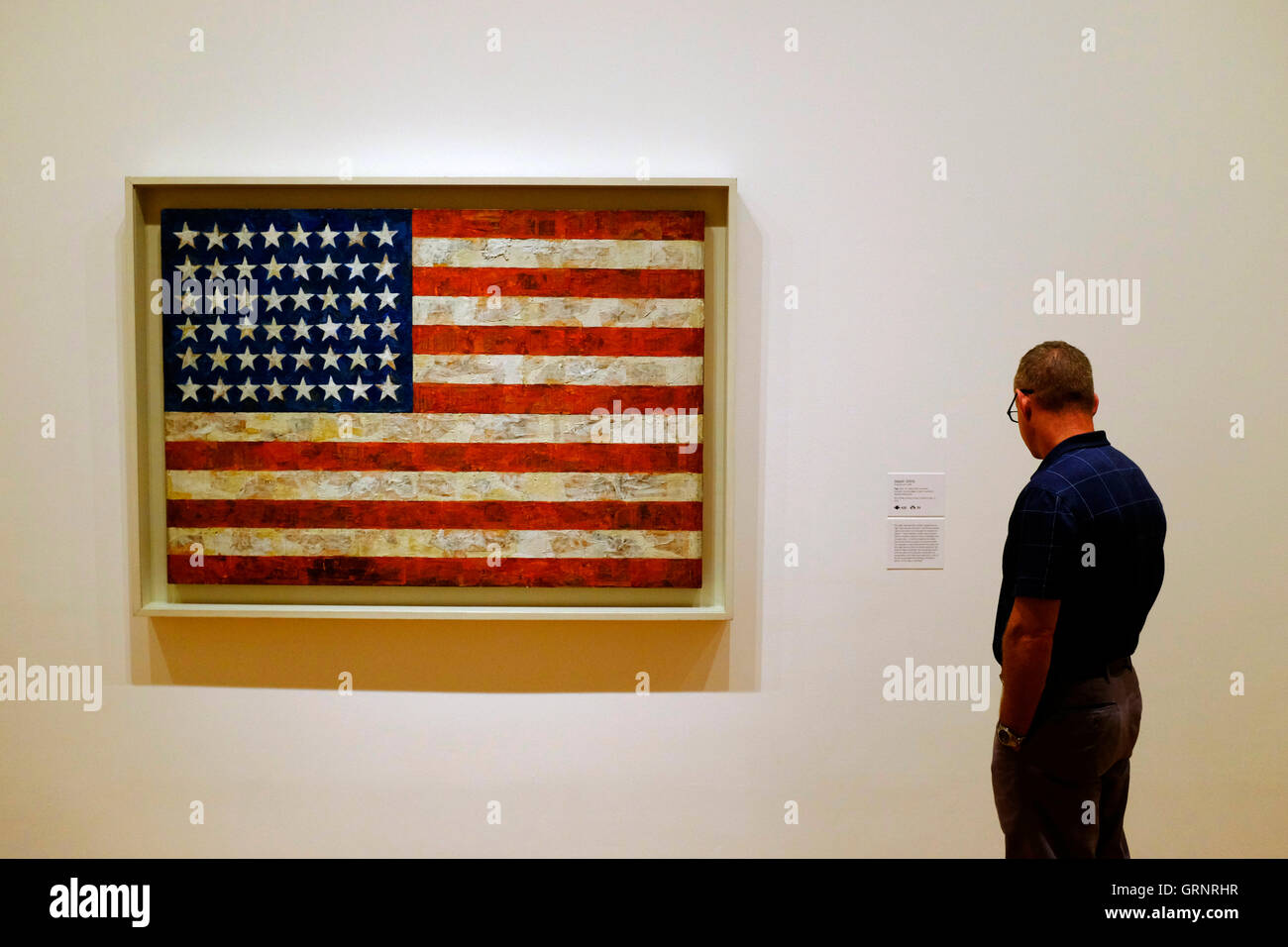 'Flag'by Jasper Johns at the Museum of Modern Art.Manhattan,New York City,USA Stock Photo