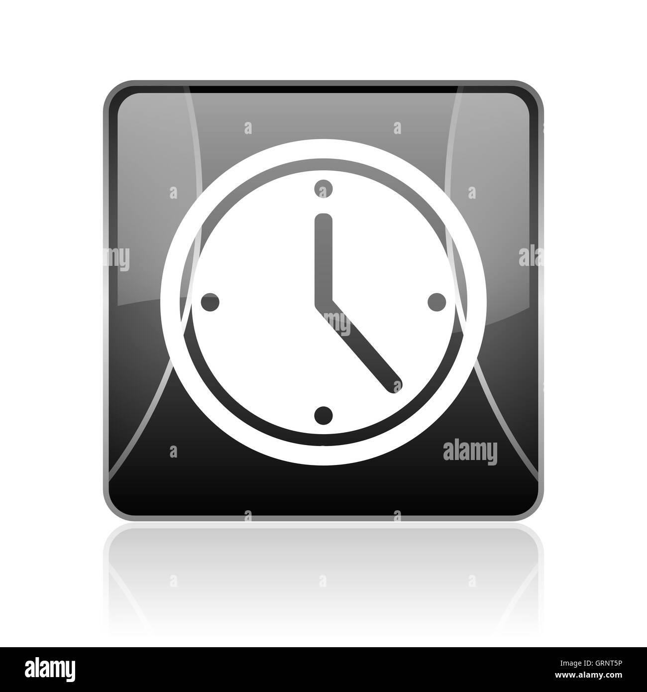 clock black square web glossy icon Stock Photo Alamy