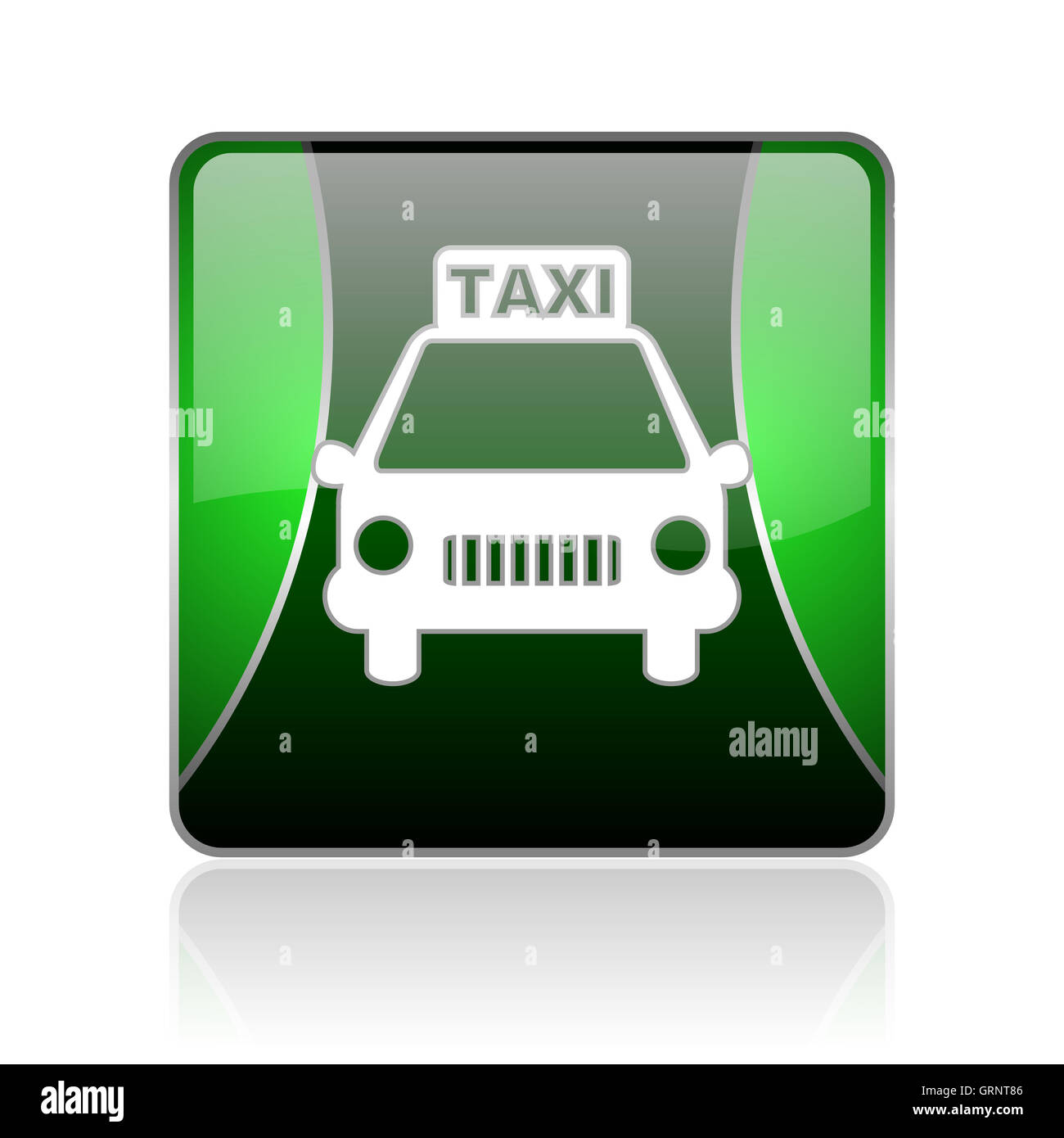 taxi black and green square web glossy icon Stock Photo
