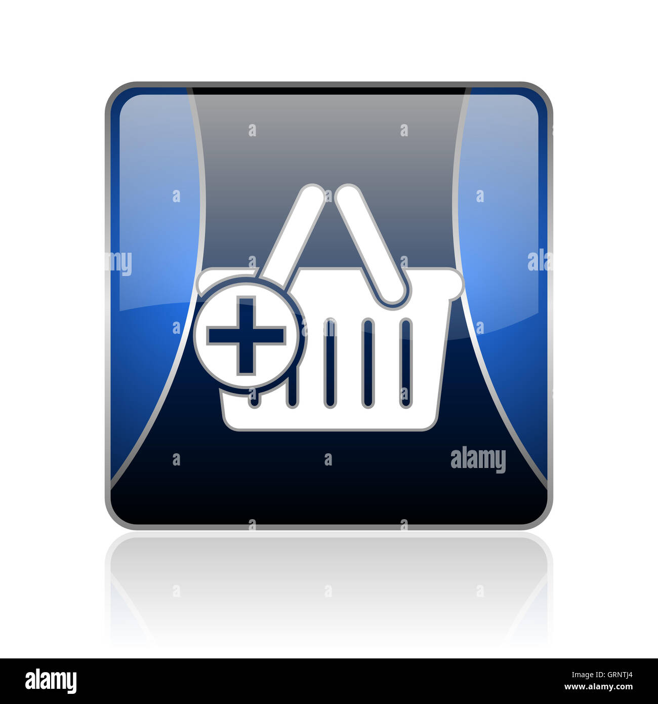 Shopping cart symbol on square blue sign hi-res stock photography and ...
