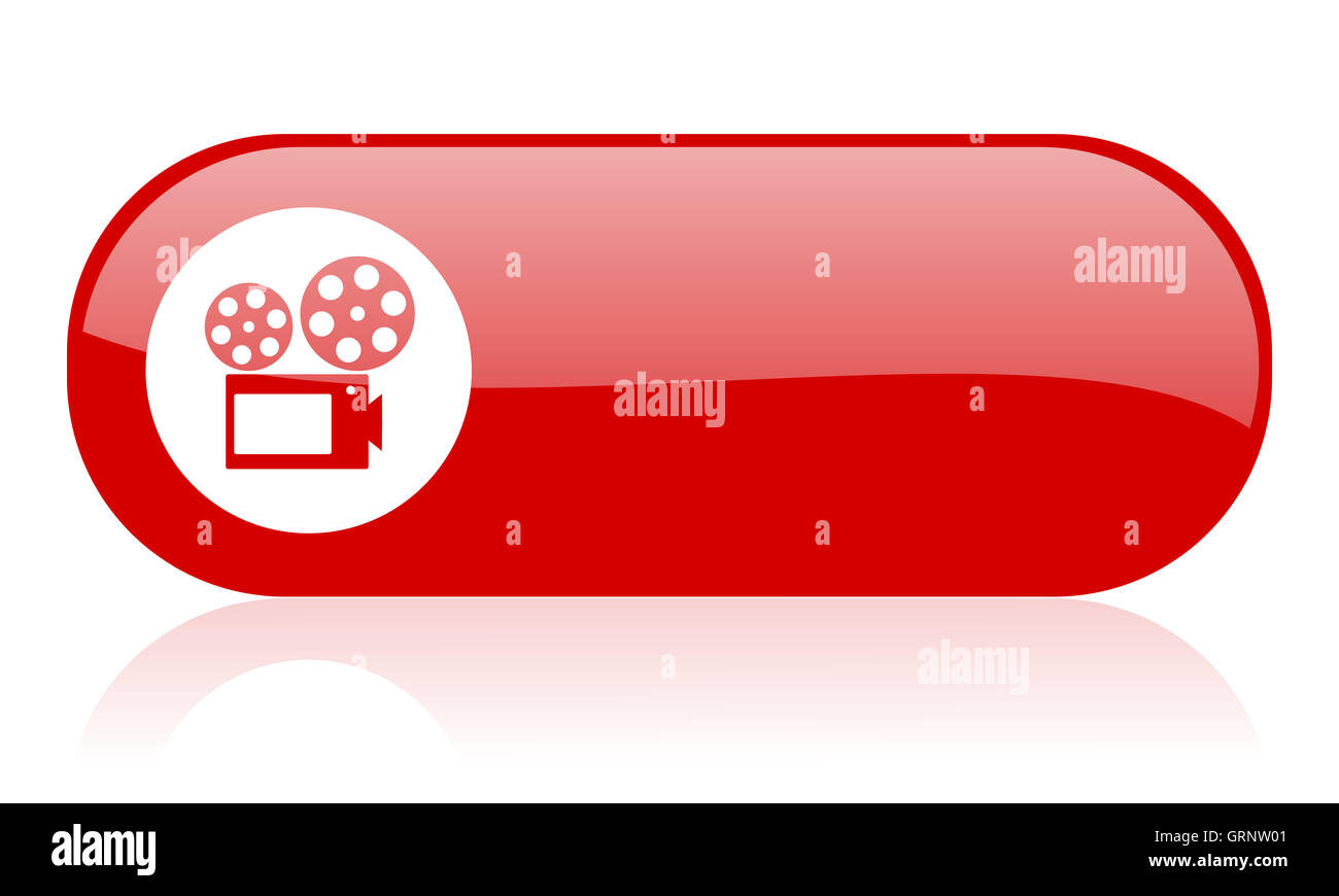 cinema red web glossy icon Stock Photo