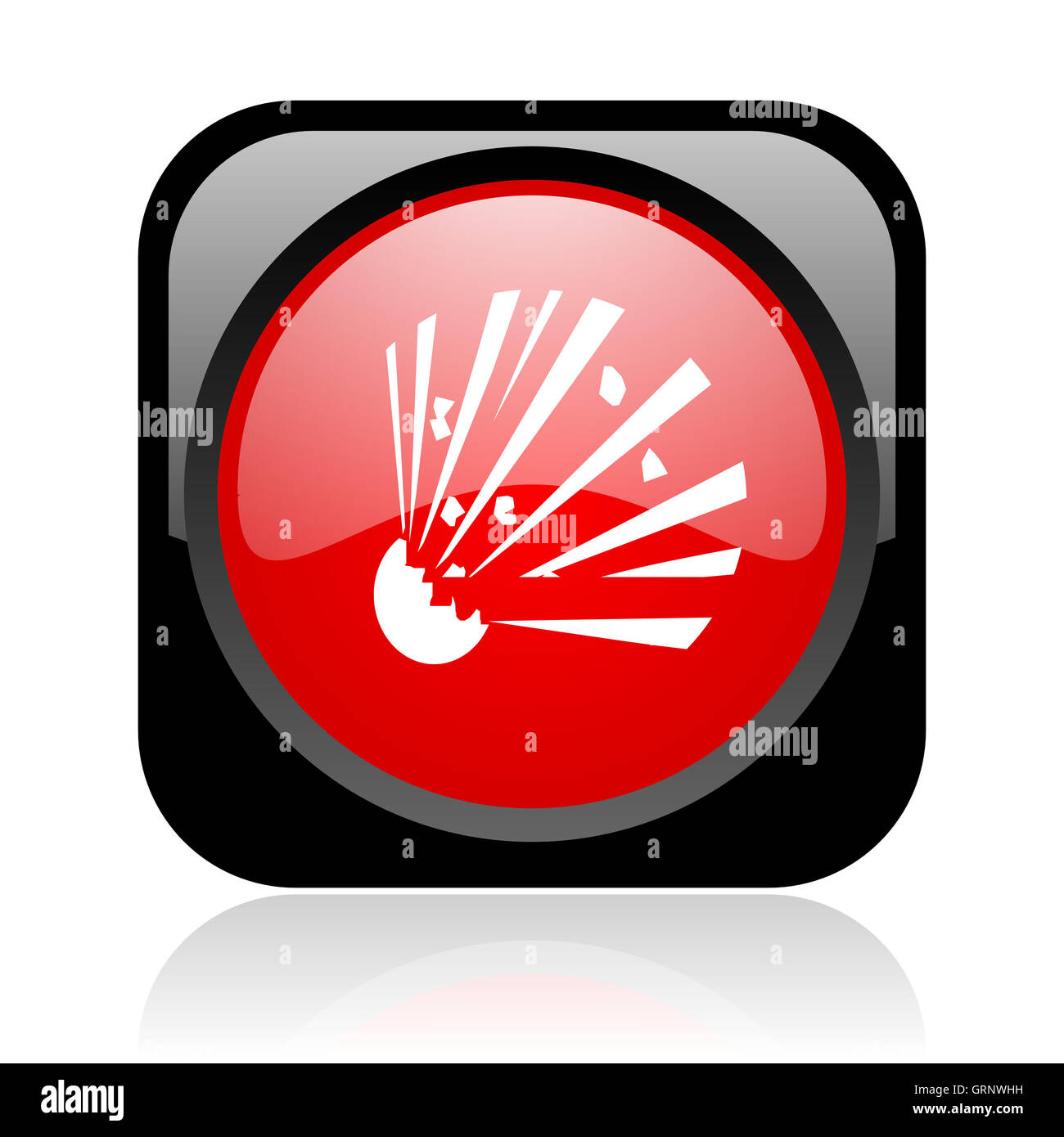 bomb black and red square web glossy icon Stock Photo - Alamy