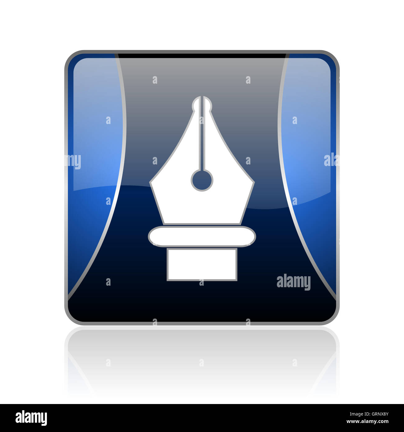 pen blue square web glossy icon Stock Photo - Alamy
