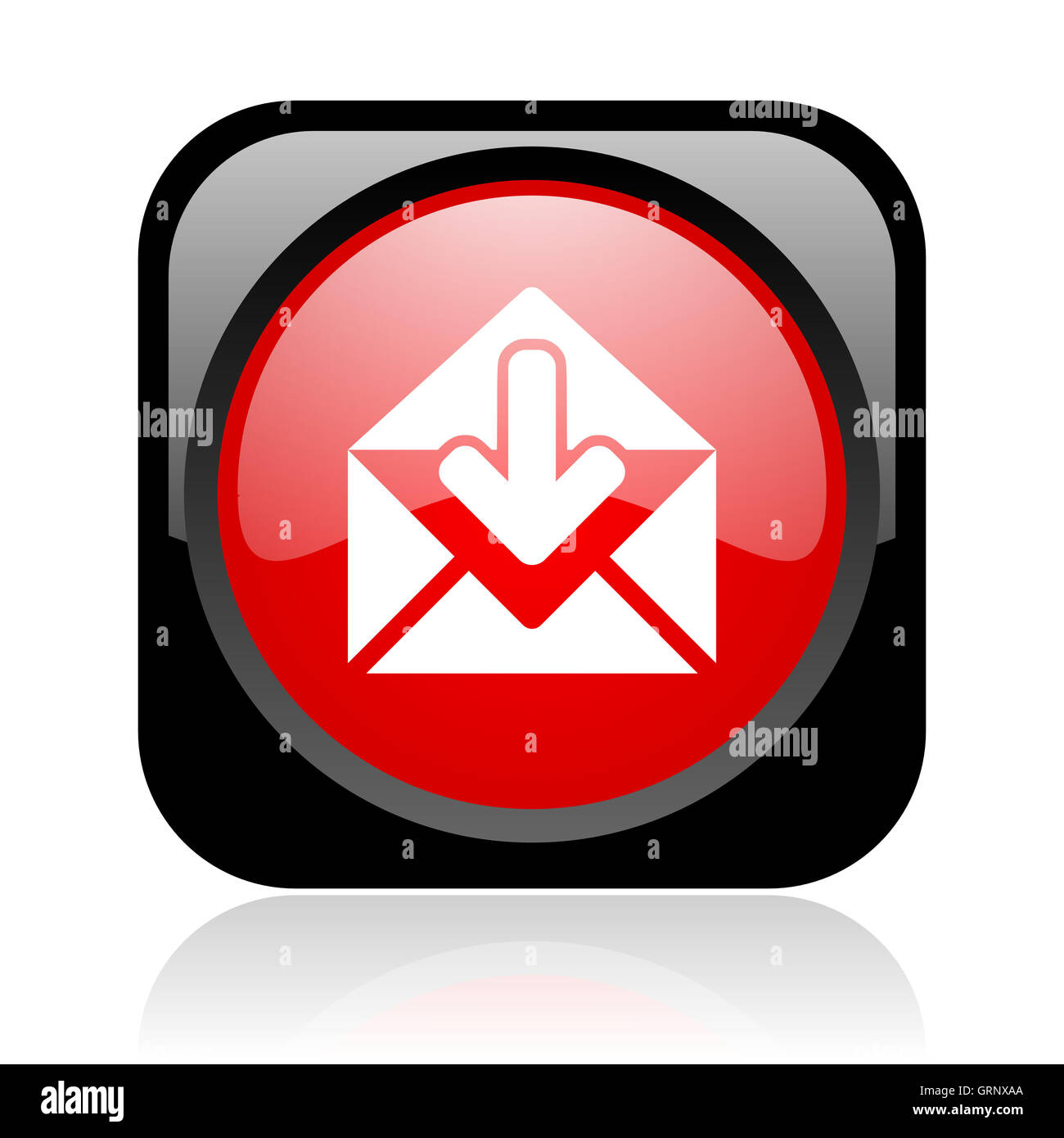 mail black and red square web glossy icon Stock Photo