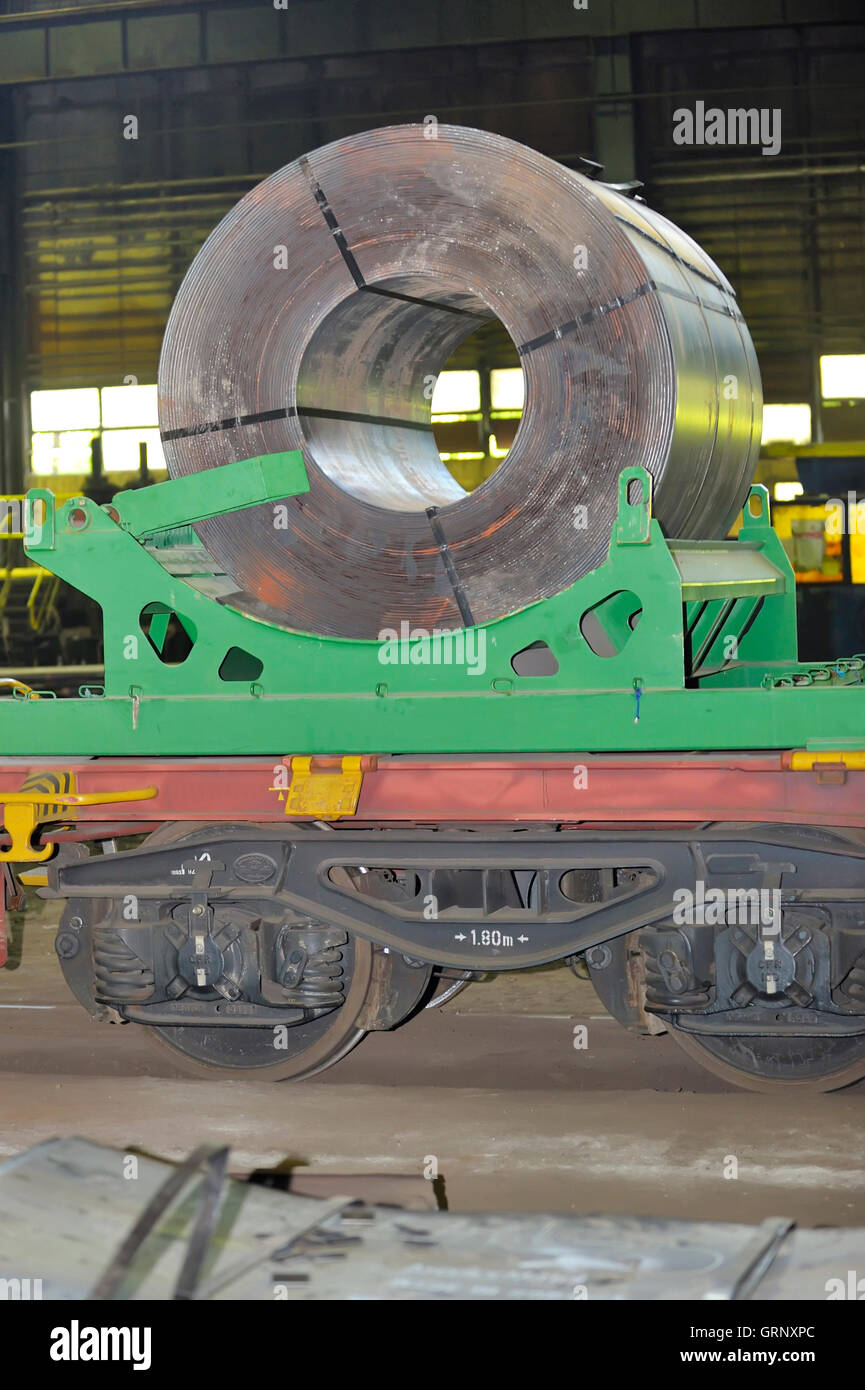 rolls of steel sheet on Railway Stock Photo Alamy