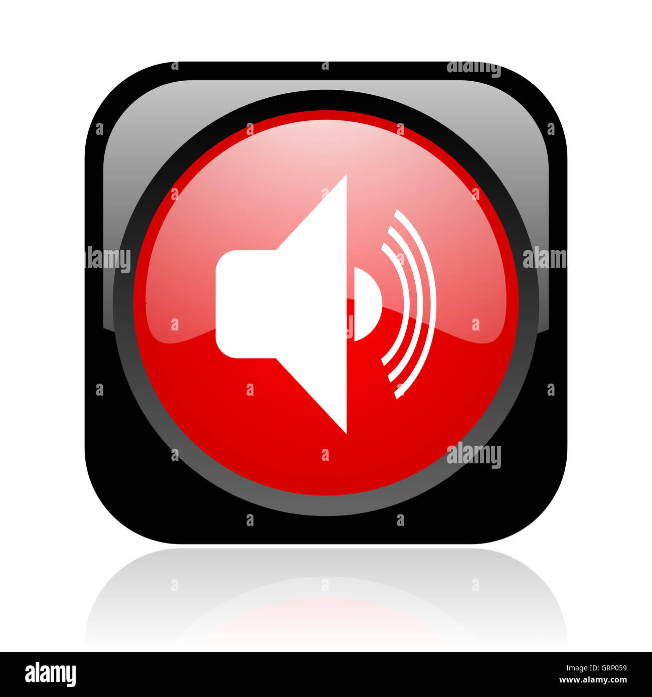 volume black and red square web glossy icon Stock Photo - Alamy
