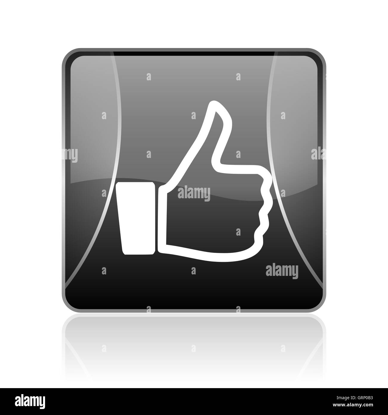 thumb up black square web glossy icon Stock Photo