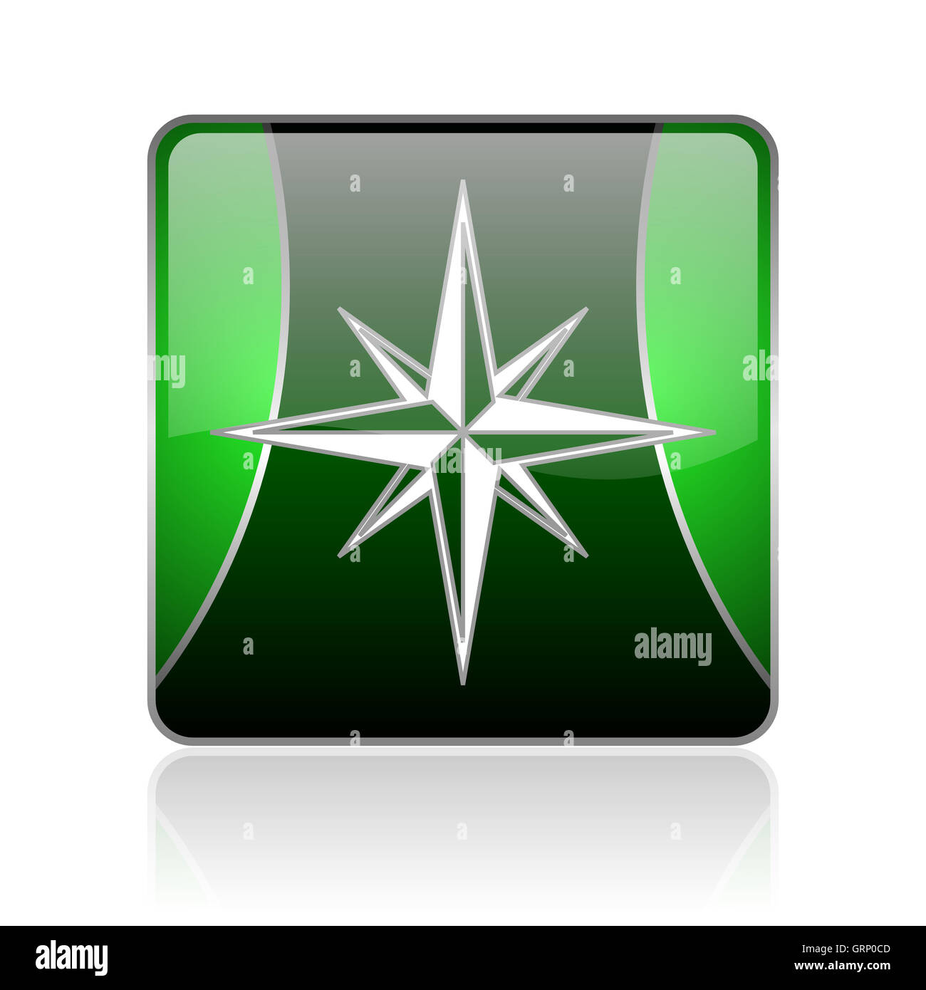 compass black and green square web glossy icon Stock Photo - Alamy