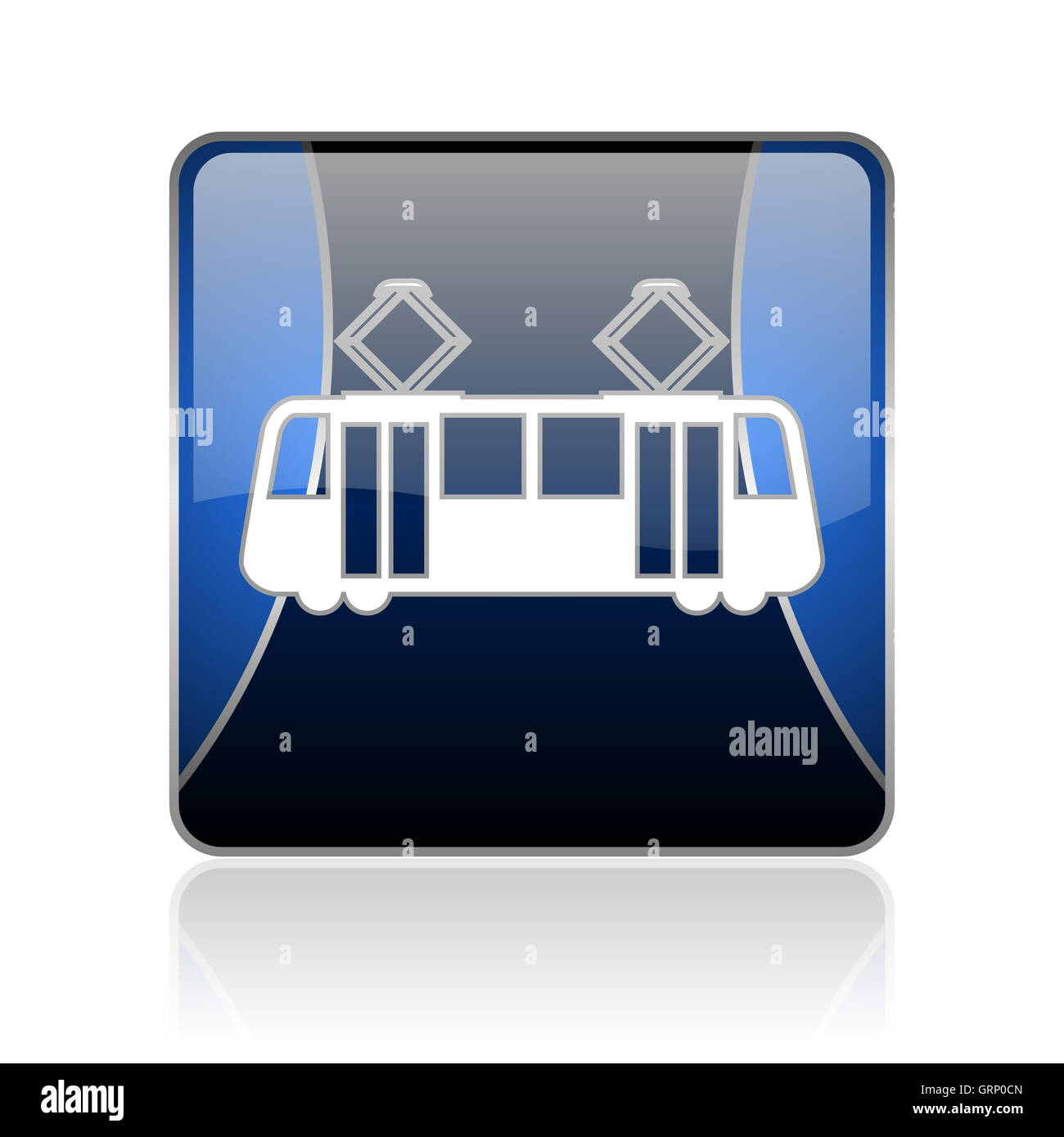 tram blue square web glossy icon Stock Photo