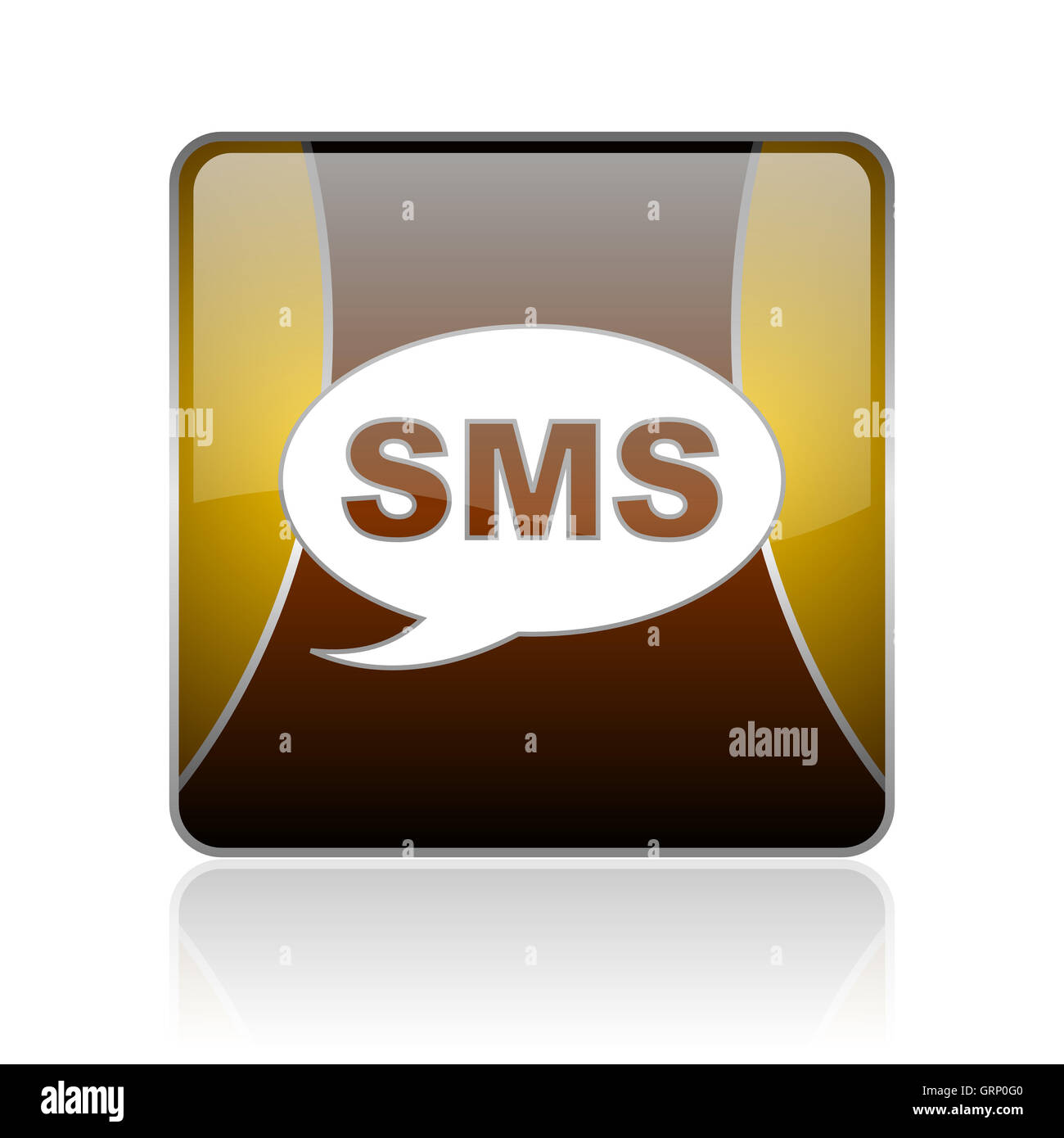 sms golden square web glossy icon Stock Photo - Alamy