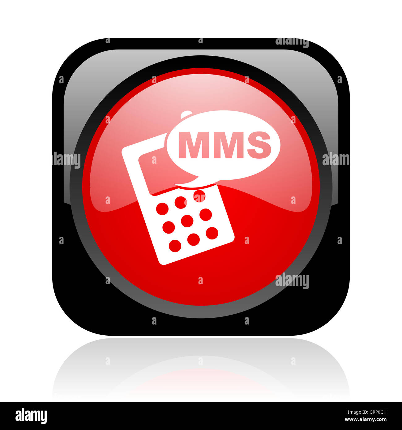 mms black and red square web glossy icon Stock Photo - Alamy