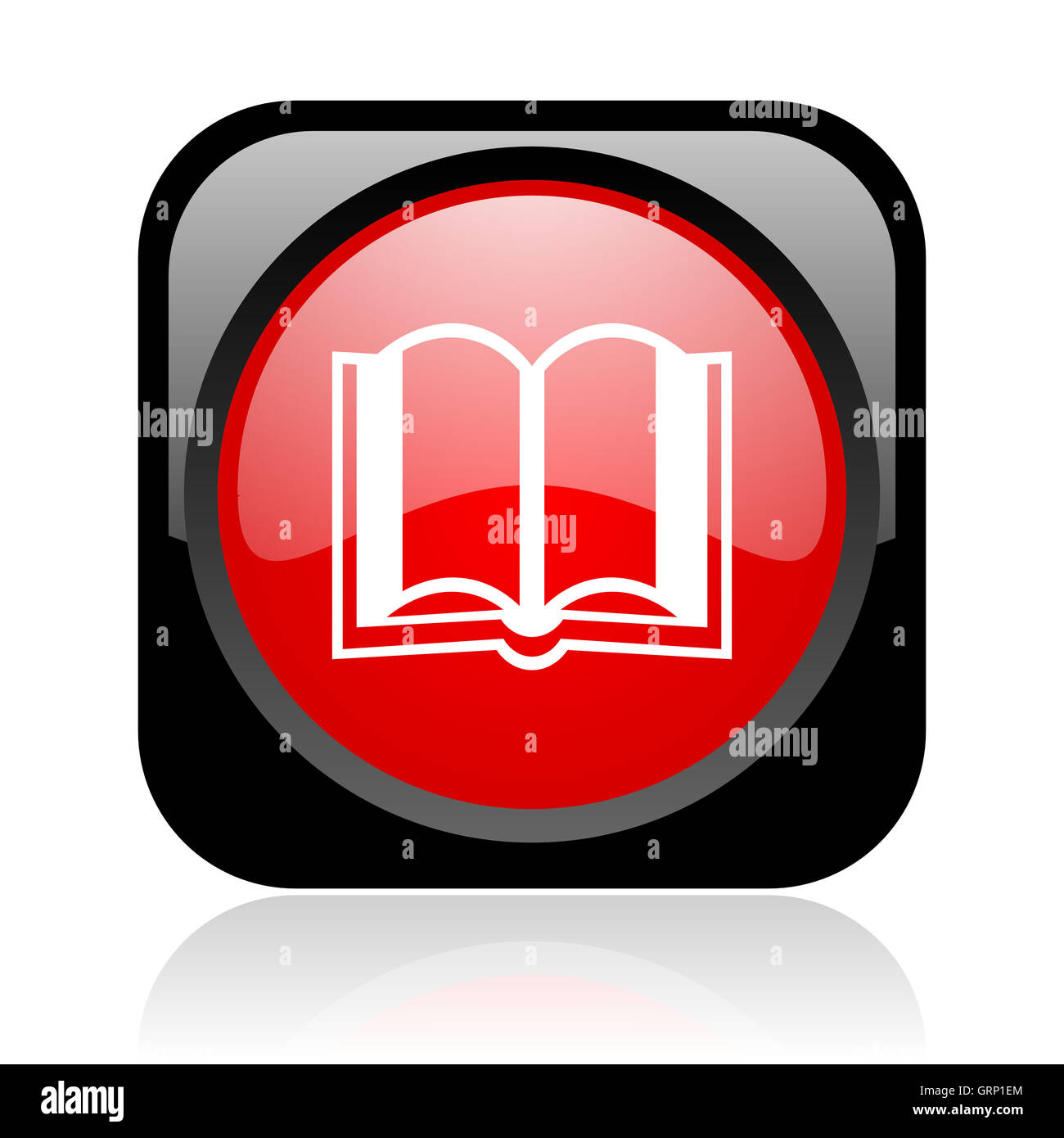 book black and red square web glossy icon Stock Photo