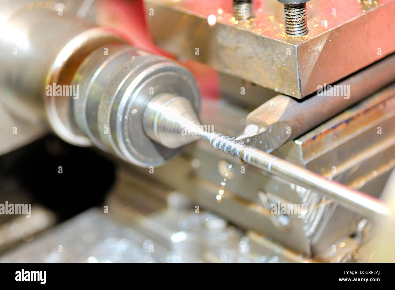 Turning lathe in action Stock Photo Alamy